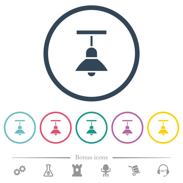 吊灯平面颜色图标在圆形轮廓图片下载