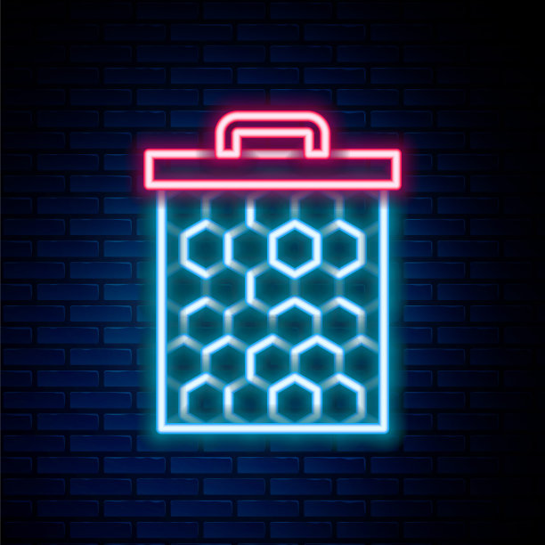 砖墙背景上孤立的蜂窝图标。蜂蜜细胞的象征。甜蜜的天然食品。色彩斑斓的轮廓的概念。向量图片下载