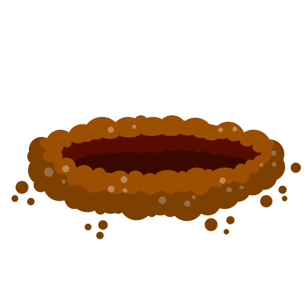 地上有个大洞。棕色的干燥土壤和矿山。沙漠景观元素。卡通插图。森林动物的巢穴。图片下载