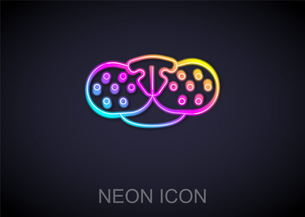 发光的霓虹灯线猫鼻子图标孤立在黑色的背景。向量图片下载
