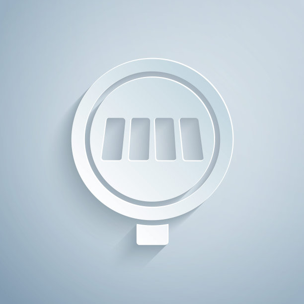 剪纸人行横道图标孤立在灰色背景。17、交通规则，安全驾驶。纸艺术风格。向量图片下载