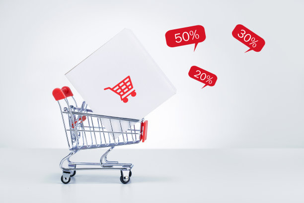 购物手推车，送货箱，特价促销。黑色星期五促销概念。图片下载