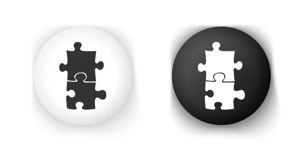 黑白拼图图标隔离上图片下载