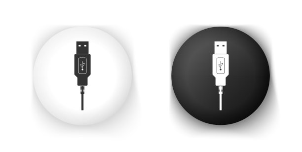 黑白usb电缆图标隔离图片下载