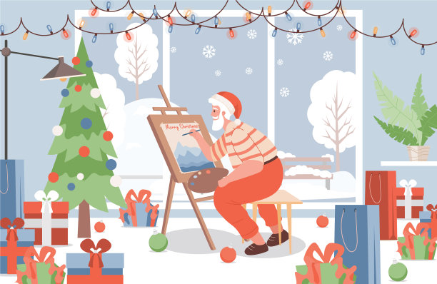圣诞老人画平图片下载