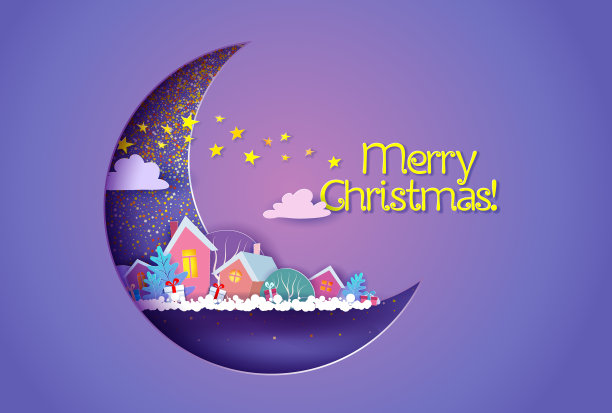 有趣的冬村里的夜晚图片下载