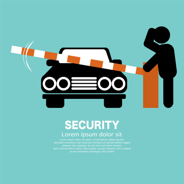 保安打开汽车护栏标志图片下载