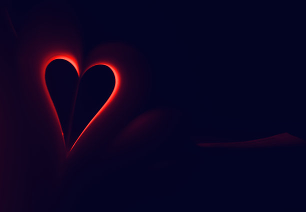 红色心形灯配黑色背景图片下载