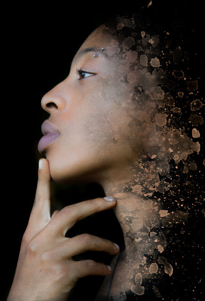 一幅带有油漆污迹纹理效果的肖像图片下载