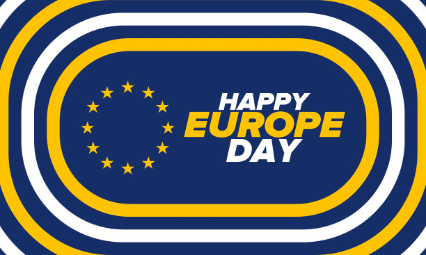 欧洲的一天。每年五月的公共假期。是两个年度纪念日的名称- 5月5日由欧洲理事会和5月9日由欧洲联盟。海报、卡片、横幅和背景。向量图片下载