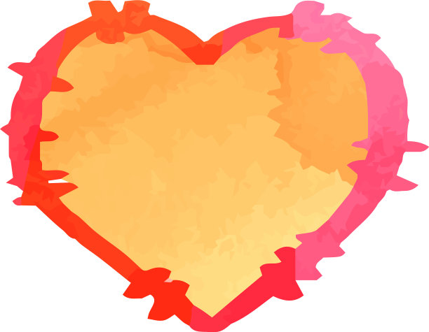 温暖的水彩般的笔迹可爱的心图片下载