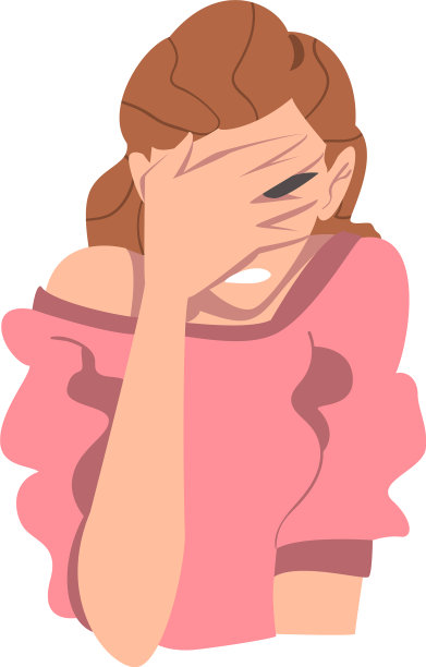 尴尬的女人用手捂着脸图片下载