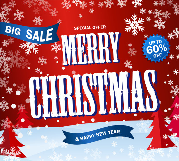 红横幅大减价文字圣诞快乐快乐图片下载