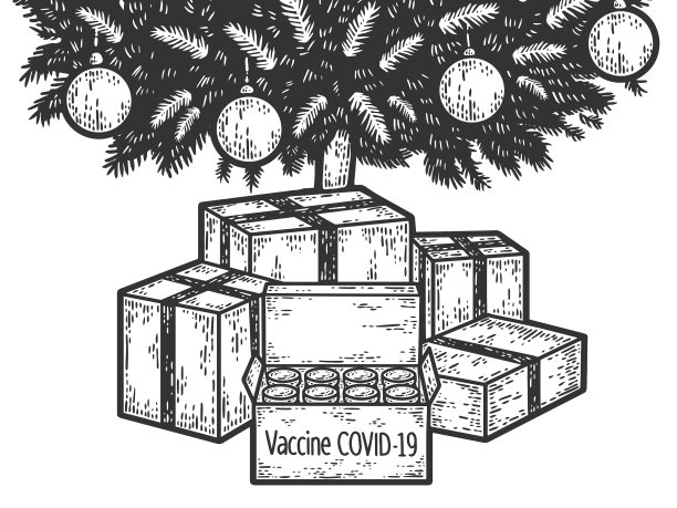 疫苗covid - 19新年礼品雕刻图片下载