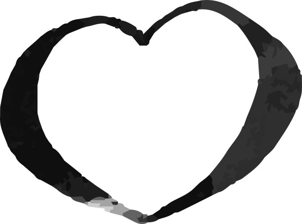 单色水彩般的笔迹可爱的心图片下载