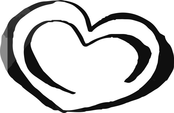 单色水彩般的笔迹可爱的心图片下载