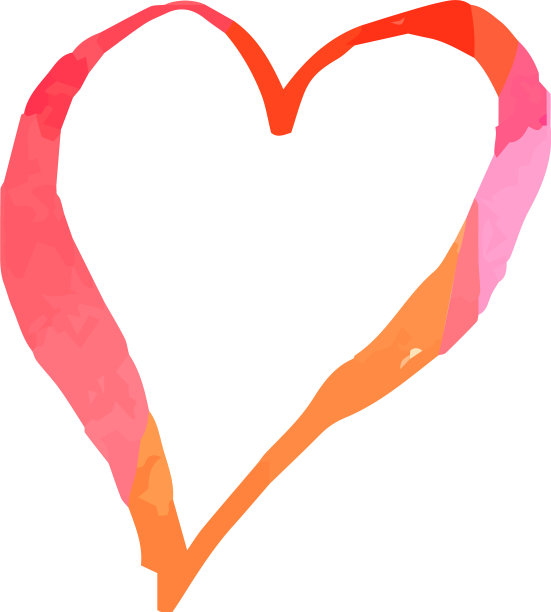 温暖的水彩般的笔迹可爱的心图片下载