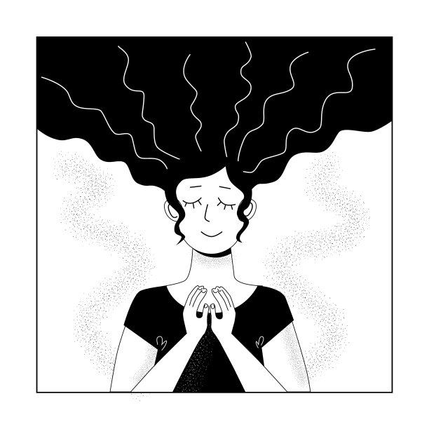 年轻女子闭上眼睛沉思图片下载