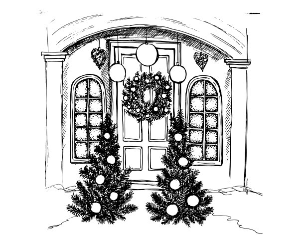 门装饰圣诞卡海报横幅图片下载