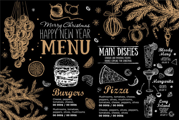 圣诞菜单咖啡馆食物传单餐馆菜单图片下载