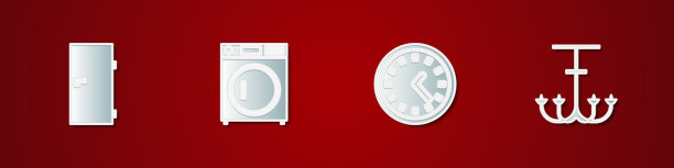 设置关闭门洗衣机时钟和吊灯图标图片下载