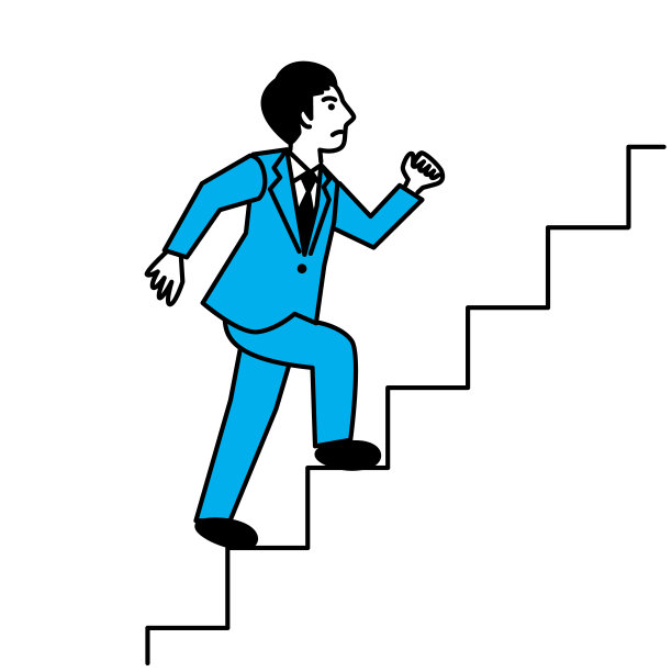 男人爬楼梯的侧视图。矢量插图。图片下载