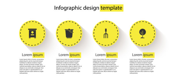 设置蜂箱，桶，花园耙和树图片下载