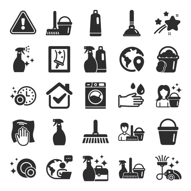 清洁图标洗衣海绵和吸尘器图片下载