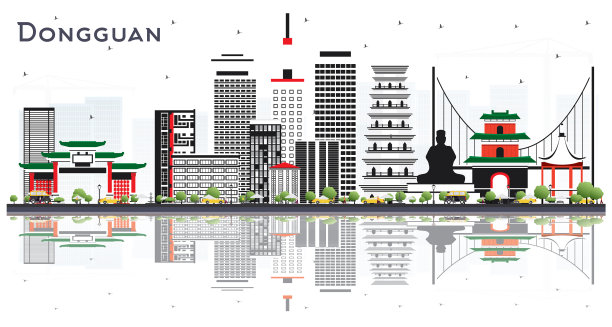 中国东莞市的天际线与灰色的建筑物图片下载