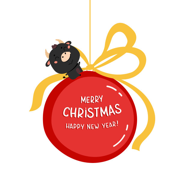 用可爱的牛设计圣诞模板图片下载