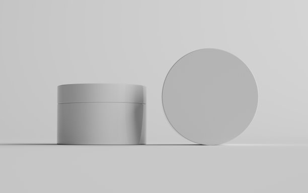 白色塑料化妆品罐模型-两个罐子图片下载