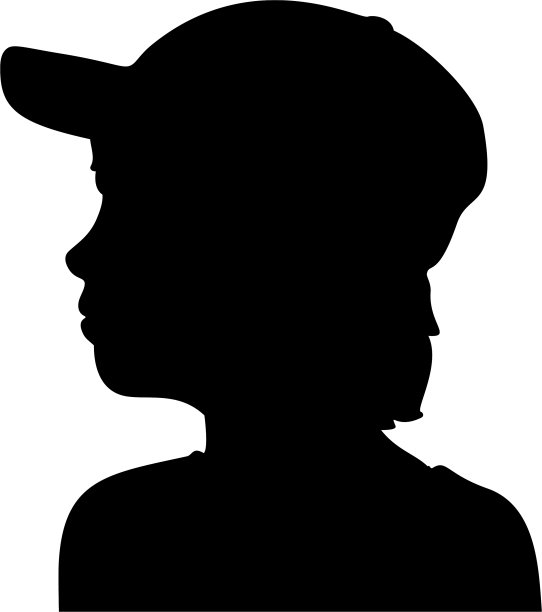 剪影脸男孩在棒球帽特写图片下载