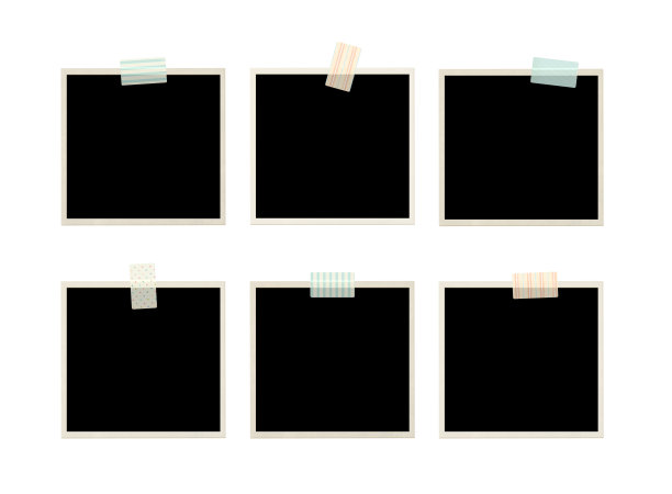 一套复古的相框与胶带图片下载