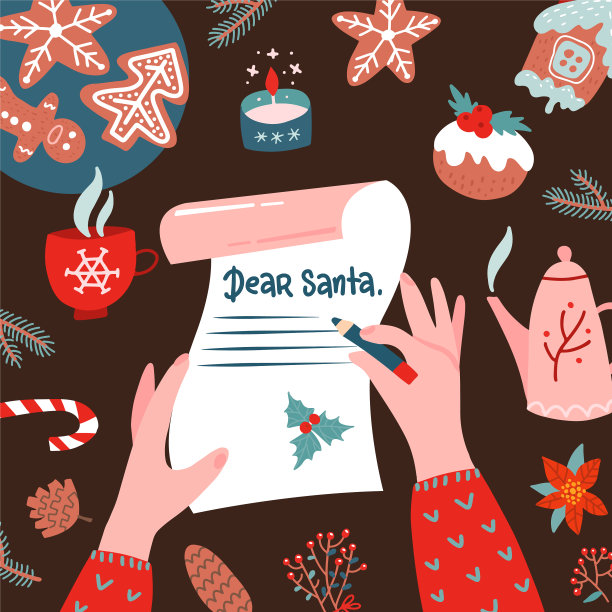 虽然女性的手写一封信给圣诞老人图片下载