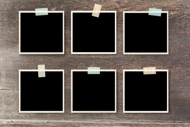 旧木板上的六张复古照片图片下载