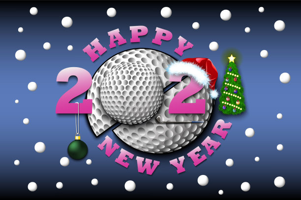 2021年新年快乐，高尔夫球图片下载