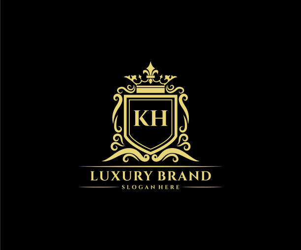 Kh首字母黄金书法女性图片下载
