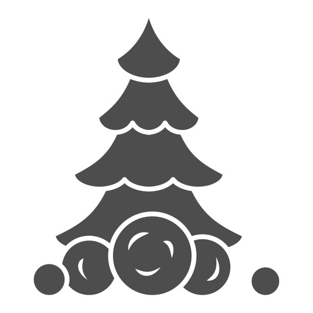 圣诞树在雪和雪球的固体图标图片下载