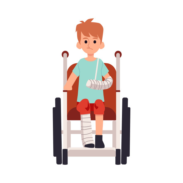 轮椅上肢体受伤的残疾儿童图片下载