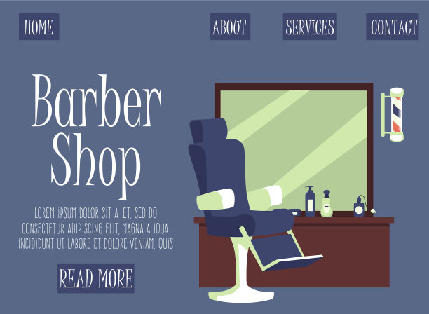 理发店网页横幅与发型师工作场所图片下载