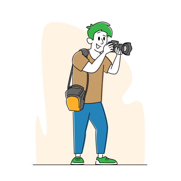 专业摄影师与相机和图片下载