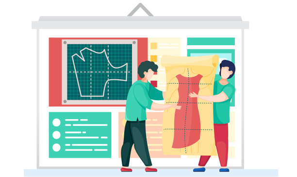 设计师在工作室制作服装图案图片下载