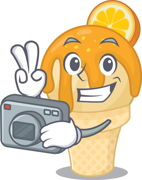 橙色冰淇淋作为吉祥物设计的专业图片下载