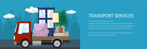 旗帜卡车在运送家具图片下载