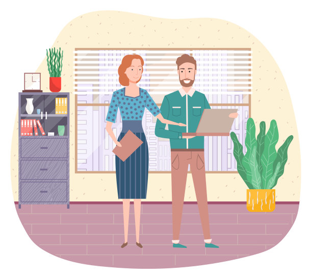 商人站在窗边聊天图片下载