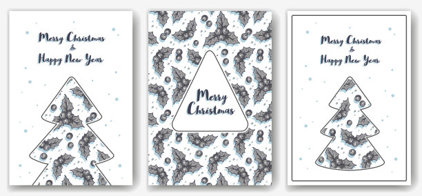 明信片圣诞冬青新年假期图片下载