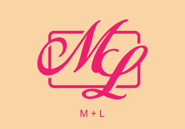 矩形粉红色的ML初始字母设计图片下载