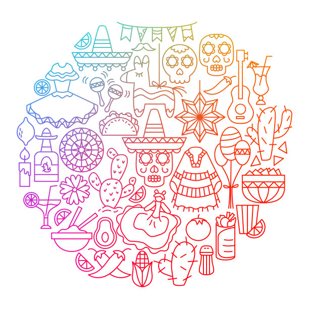 五月五日节线图标圆形设计图片下载