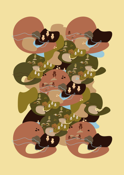 描绘风景的抽象作品。模板墙装饰，明信片或小册子设计。图片下载