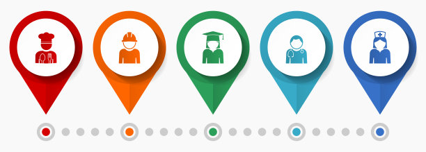 人类职业，工作概念矢量图标集，平面设计指针，信息图表模板图片下载